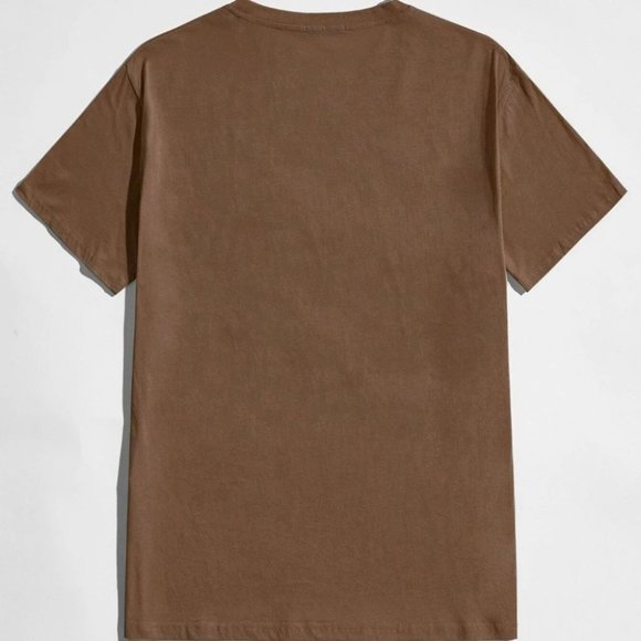Casual Coffee Brown Men's Tee w/Mushroom & Frog Graphic - Picture 2 of 3